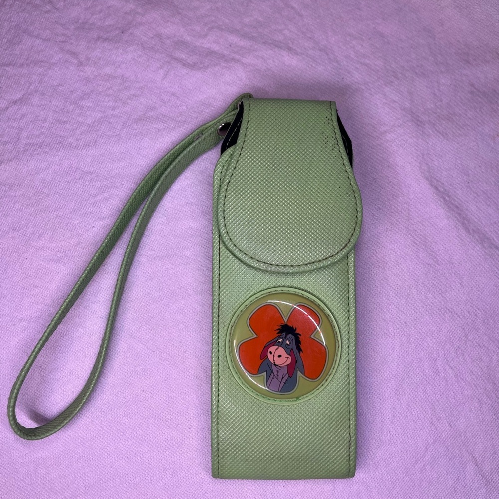 Vintage Disney Store Eeyore Case Pouch Green Clover Phone Pager Holder Wristlet